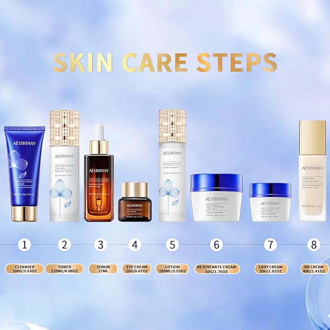 Gentle Nourishing Skin Care Daily Routine Rejuvenating 8-In-1 Skincare Sets Gift Sets