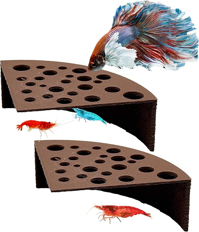 CTWPets Half Shrimp Breeding Protector | Shrimp Breeding Cave Aquarium Tunnel (Brown, 2 Pack)