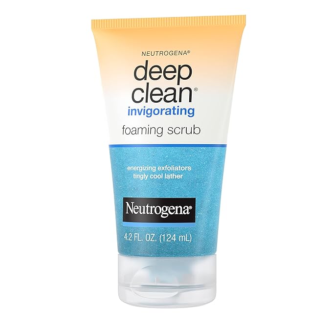 Neutrogena Deep Clean Invigorating Foaming Facial Scrub | Cooling Gel | With Glycerin | Removes Dirt & Oil | 4.2 fl. oz Pack of 2