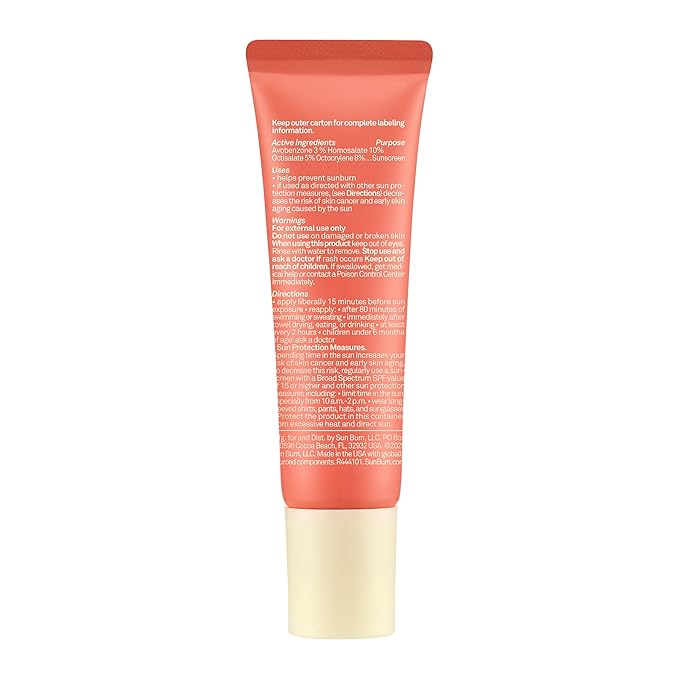 Sun Bum SPF 30 Sunscreen Sunset Cove Tinted Lip Balm - Coconut Flavor Broad Spectrum Moisturizing with Aloe & Vitamin E - Hawaii 104 Act Compliant (Made Without Octinoxate & Oxybenzone) - 0.5 oz