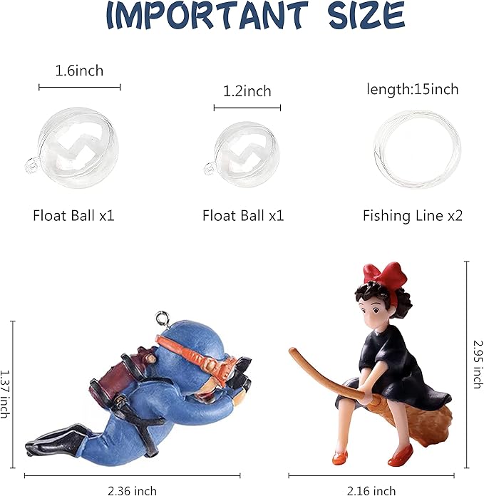 Floating Fish Tank Decorations, Aquarium Decorations Fish Tank Accessories, Suitable for All Kinds of Fish Tanks Scene Layout (Lovely Diver and Little Fairy)