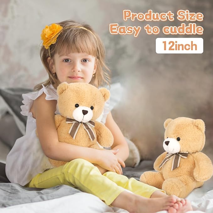 Tezituor Bulk Teddy Bears Stuffed Animal 14 Packs, Small Teddy Bear Bulk 12" for Baby Shower Decorations, Stuffed Bear Plush Toy for Wedding Birthday Christmas Party Decorations