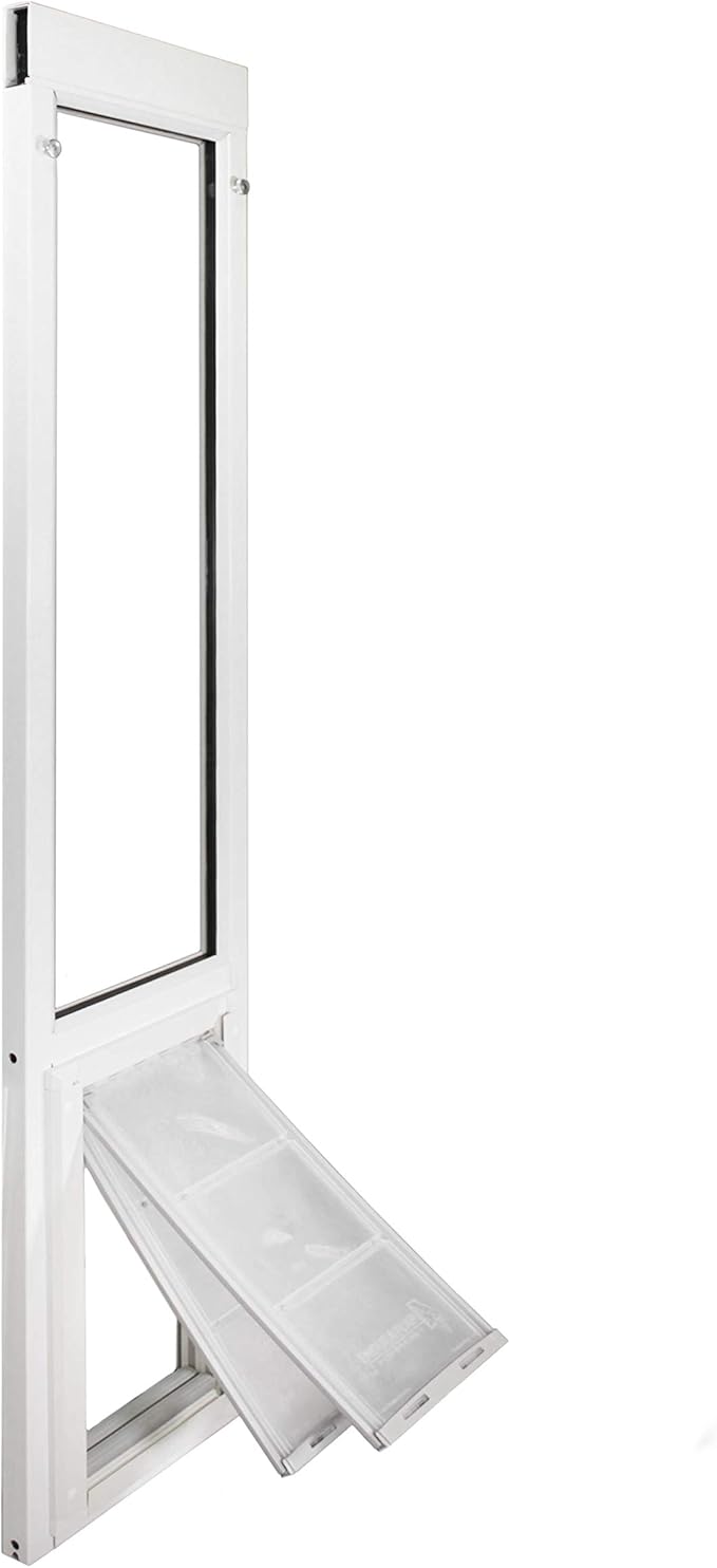 Endura Flap Pet Door for Vinyl Sliding Glass Doors | Dual-Flap Extreme Weather Design | Insulated, Energy-Efficient Dog Door with Locking Security | White, Large Flap, 74.75"-77.75" Slider Height
