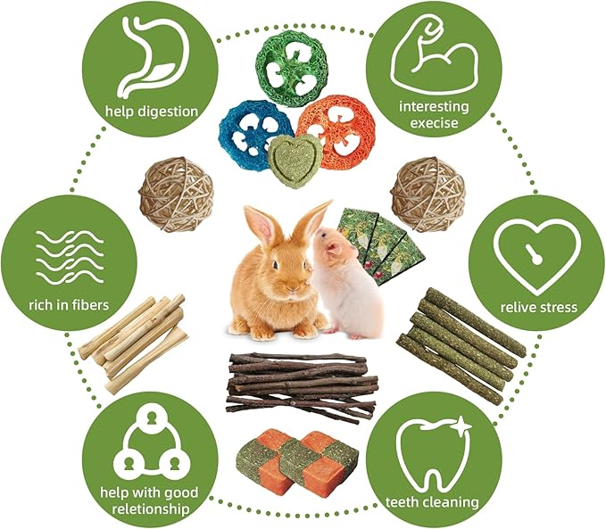 50-60Pcs Chinchilla Toys, Rabbits Chew Toys Bunny Treats with Papaya Stems Sweet Bamboo Hamsters, Chinchillas, Guinea Pigs (Part E, 50-60Pcs)