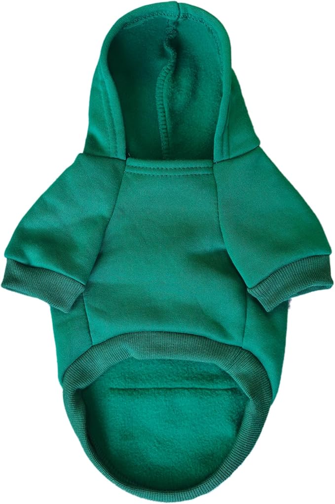 Jecikelon Winter Dog Hoodie Sweatshirts with Pockets Warm Dog Clothes for Small Dogs Chihuahua Coat Clothing Puppy Cat Custume (Green, Medium)