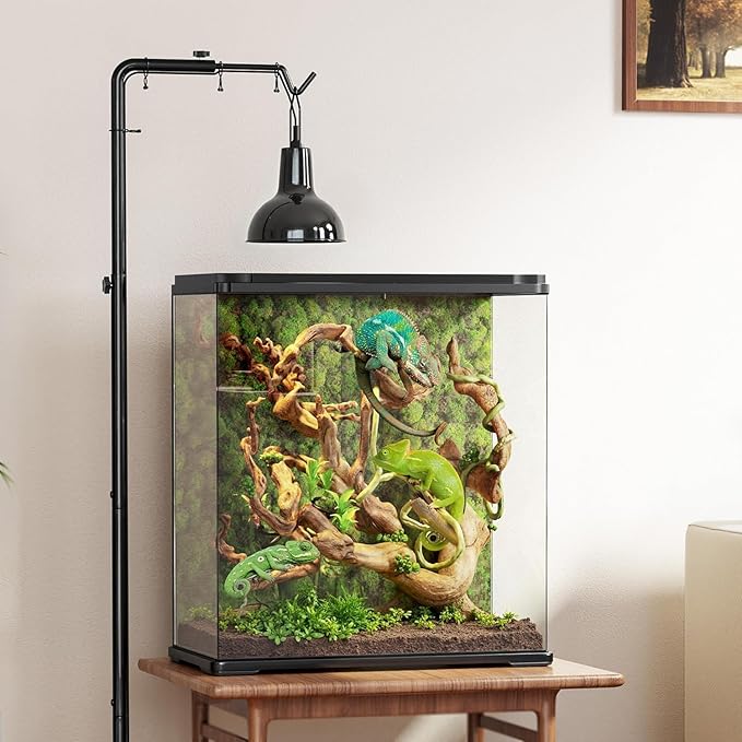 Reptile Heat Lamp Stand Adjustable 21"-62" – Metal Light Holder with Heavy Base for Bearded Dragon, Turtle, Snake, Lizard – Aquarium and Terrarium Heating Lamp Fixture