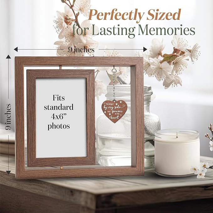4×6 Pet Memorial Photo Frame – Keepsake Remembrance Sympathy Gift for Loss of Dog or Cat – No Longer By My Side But Forever In My Heart – Loving Memory Picture Frame for Pets