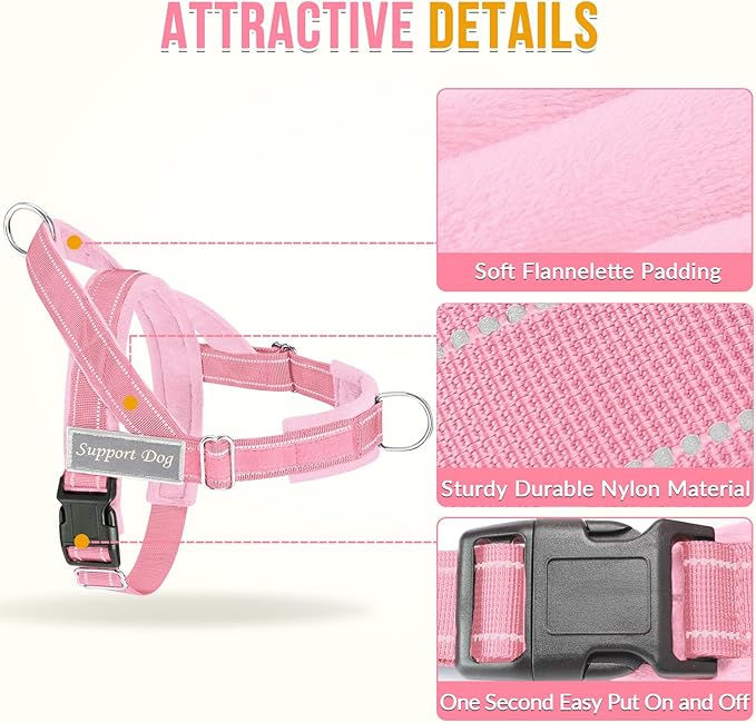 Lukovee No Pull Dog Harness & Leash Set - Heavy Duty Dog Vest Harness with Soft Padded for Medium Large Dogs, Adjustable Reflective Tactical Pet Harness for Easy Walk and Training (M, PI)