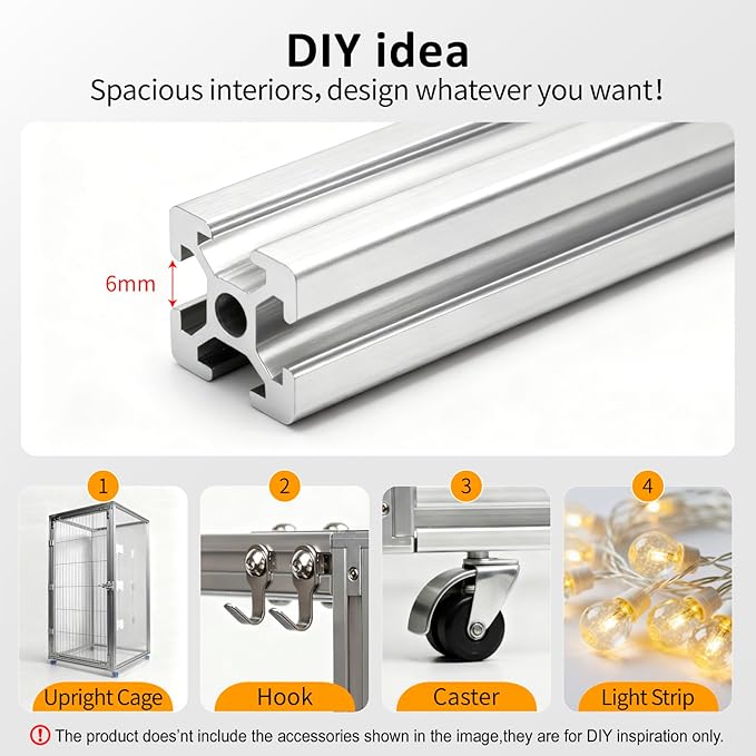 Chewproof T Slot 2020 Aluminum Profile Hamster Cage,Large Hamster Cages,Top & Front Openable,Standard Aluminum Profiles for DIY Pet Habitats