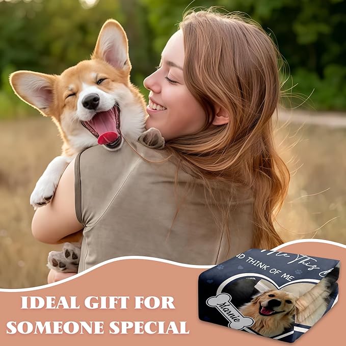 Pet Memorial Blanket Gift - Personalized Dog Memorial Blankets, Pet Sympathy Gifts for Loss of Dogs for Pets Lovers, Dog Bereavement Passing Away Gift, Custom Dogs Blanket (F)