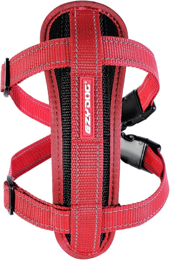 EzyDog Chest Plate No Pull Dog Harness – Escape Proof Harness with Reflective Stitching and Comfort Padding for Easy Walks, Training & Control - Car Restraint Included (X-Large, Red)