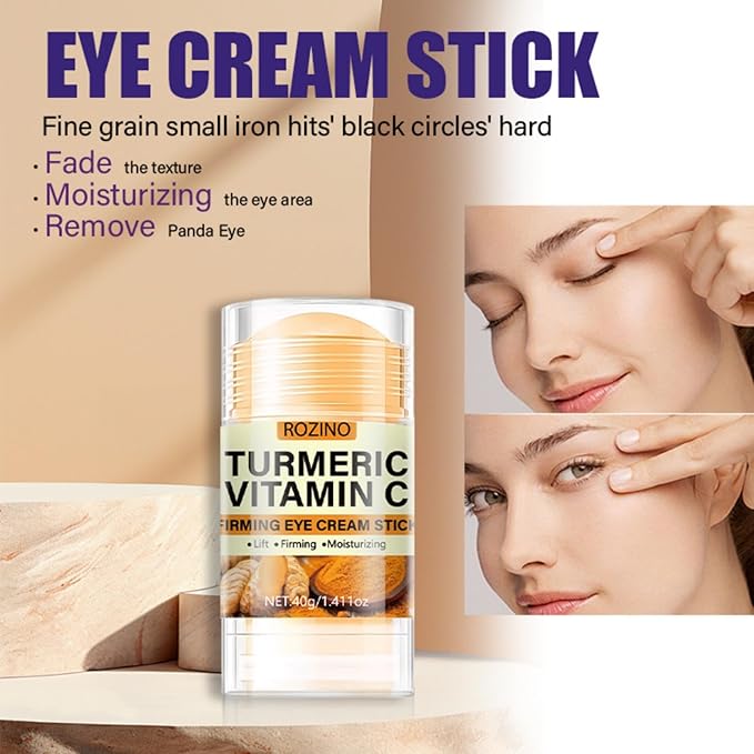 Soelegant Turmeric Vitamin C Eye Stick, Unde Eye Balm for Dark Circles and Puffiness Anti Aging Moisturizer Under Eye Cream Even Skin Tone Firming Hydrating Bags Reduces Fine Lines 1.41 Oz