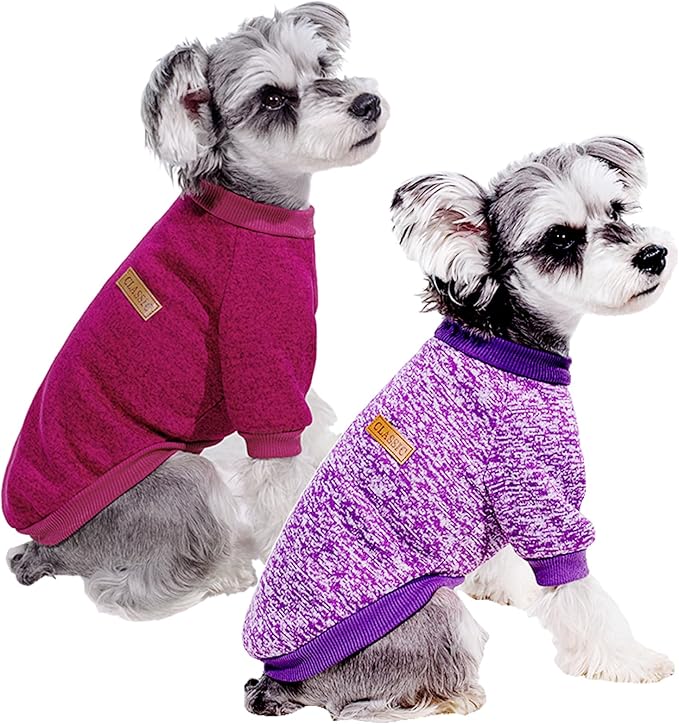 2 Pack Dog Sweaters for Small Dogs - Warm Winter Puppy Sweaters Cute Soft Dog Clothes Outfit Pet Costume for Boy Girl Doggie, Cat, Bulldog Pug Yorkie Kitten Chihuahua