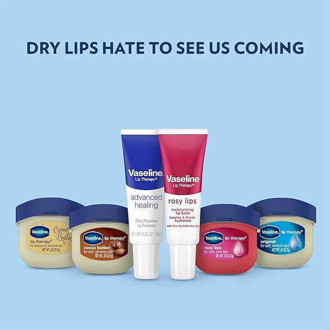 Vaseline Lip Therapy Rosy Lips Mini 12-Pack – Rose-Tinted Lip Balm, Moisturizer for Soft, Pink Lips, 0.25 Oz Ea