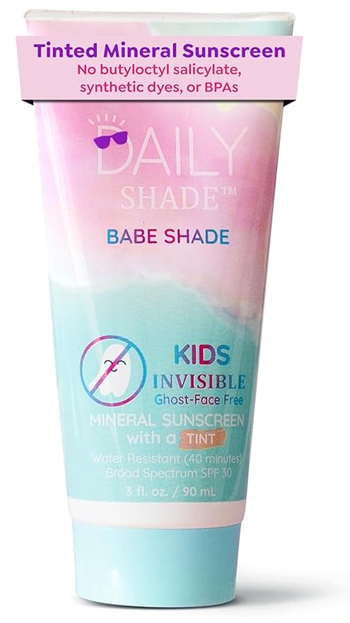 Babe Shade Kid's Tinted Mineral Sunscreen for Face & Body with SPF 30 - Non-Nano Zinc, Reef Safe, Travel Size, Water Resistant & Hypoallergenic Skin Care for All Types of Skin Tone - 90ml