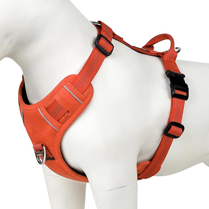 Plutus Pet No Pull Dog Harness, Reflective Adjustable Dog Vest Harness with Handle, Escape Proof, Soft Padded for Small Medium Large Dogs (Orange, L)
