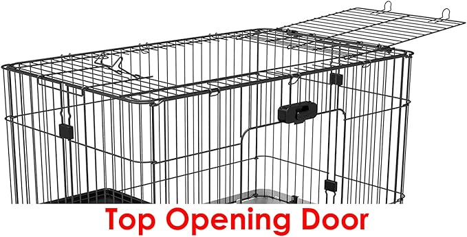 X-Large Deluxe in/Outdoor Guinea Pig Chinchilla Ferret Squirrel Hedgehog Kitten Rabbit Bunny Hutch House Critters Home Habitat Paw Safe Bottom Mesh Floor Pull Out Easy Clean Tray Lockable Casters