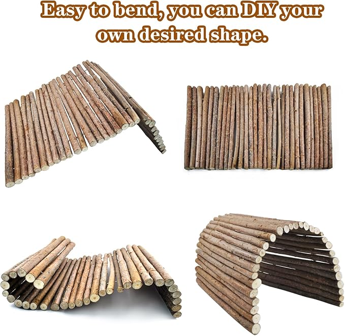Wooden Bridge for Rabbits, Extra Large Wooden Hamster Bridge Ladder Bunny Climbing Chew Toy Small Animal Flexible Hideout Ramp Divider Tunnel for Guinea Pig Chinchilla Rabbit Ferret Hedgehog