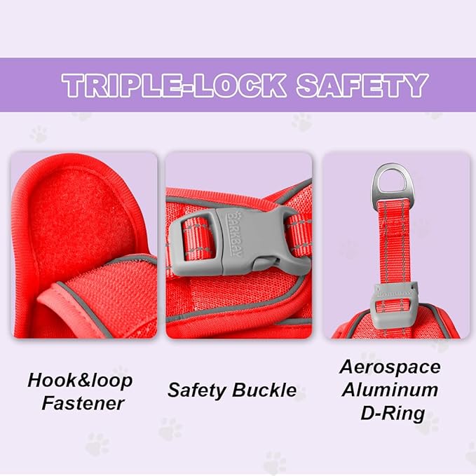Cat Harness and Leash Set,Escape Proof Kitten Harness,Step in Adjustable Soft Lightweight,Easy Control,Reflective Strips Comfortable for Walking Travel(Red,M)