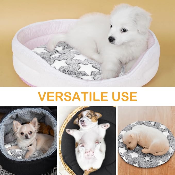 VitalCozy 4 Pcs Winter Dog Crate Pads, Ultra Soft Warm Washable Dog Cat Bed Mat for Pet Crate Comfortable Replaceable Reversible Kennel Pad for Small, Medium, Large Dogs (Dia 16 Inch,Gray)