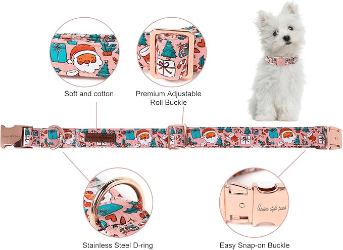 Unique style paws Dog Collar Metal Buckle Collar for Winter Christmas for Small Medium Large Boys Girls Dogs