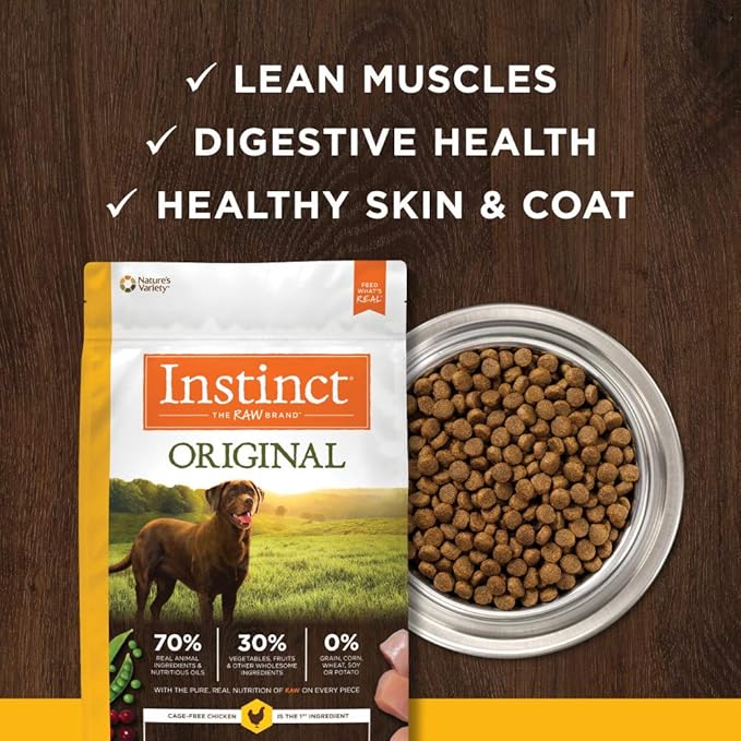 Instinct Original Dry Dog Food, Raw Coated Kibble, High Protein, Grain Free Recipe- Chicken, 4 lb. Bag