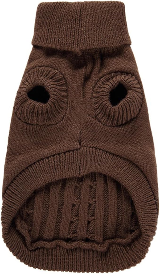 Small Dog Sweaters Knitted Pet Cat Warm Dog Sweatshirt Winter Clothes Kitten Puppy Sweater (X-Small,Brown)