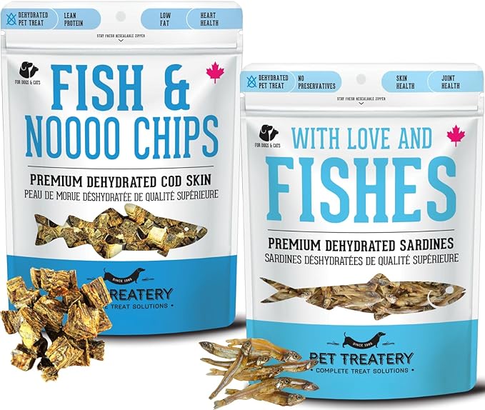 The Granville Island Pet Treatery Cod Skin & Sardines for Dogs & Sardines for Cats (4.59 oz, Pack of 2) - Single Ingredient Dog Treats - Natural Dog Treats, Grain Free