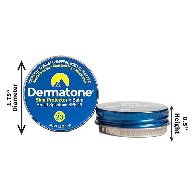 Dermatone Skin Protector Balm | Classic Tin 2-Pack | All Year Long Skin Barrier Protection | Moisturizing | Heals & Repairs | SPF23 | Ski Balm | Advanced Skin Therapy, 0.5 oz