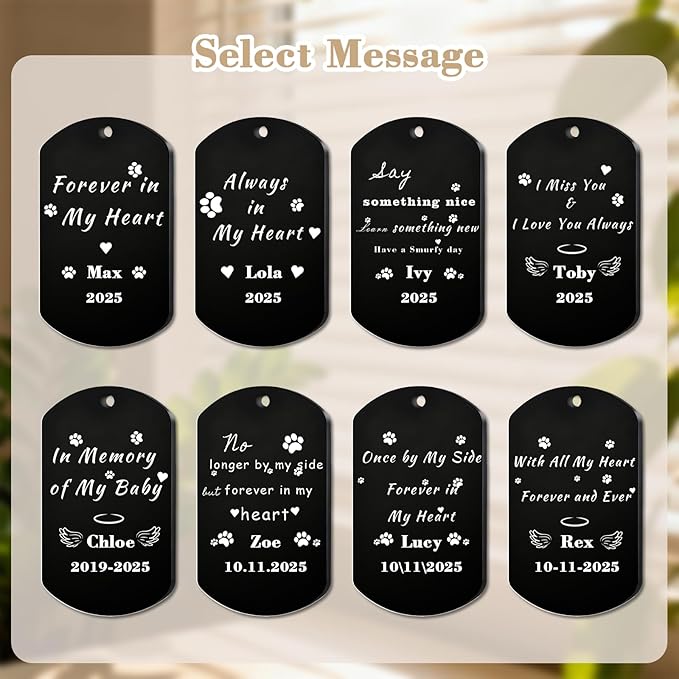 QYH Custom Pet Memorial Necklace with Picture - Personalized Loss of Cat Dogs Keepsakes Necklacea with Message Customized Gifts for Pet Lovers (Black-uv)