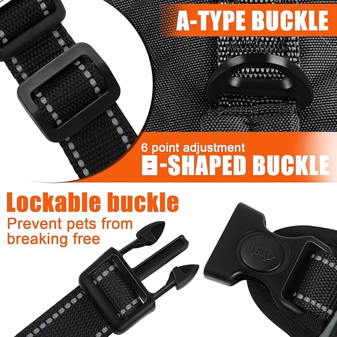 Escape Proof Dog Harness for Large Medium Sized Dogs Six Point Adjustable, Service Dog Vest Harness and Leash Set, No Pull Dogs Harnesses with Handle, Medium Dog Harnesses for Walking(Black, M)