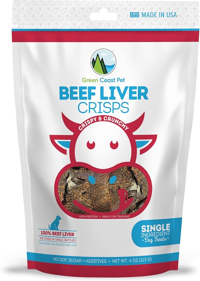 Beef Liver Crisps - 4 oz | Single Ingredient Air-Dried Dog Treats, High Protein, Low Calorie, Made in USA, Perfect for Training & Rewarding