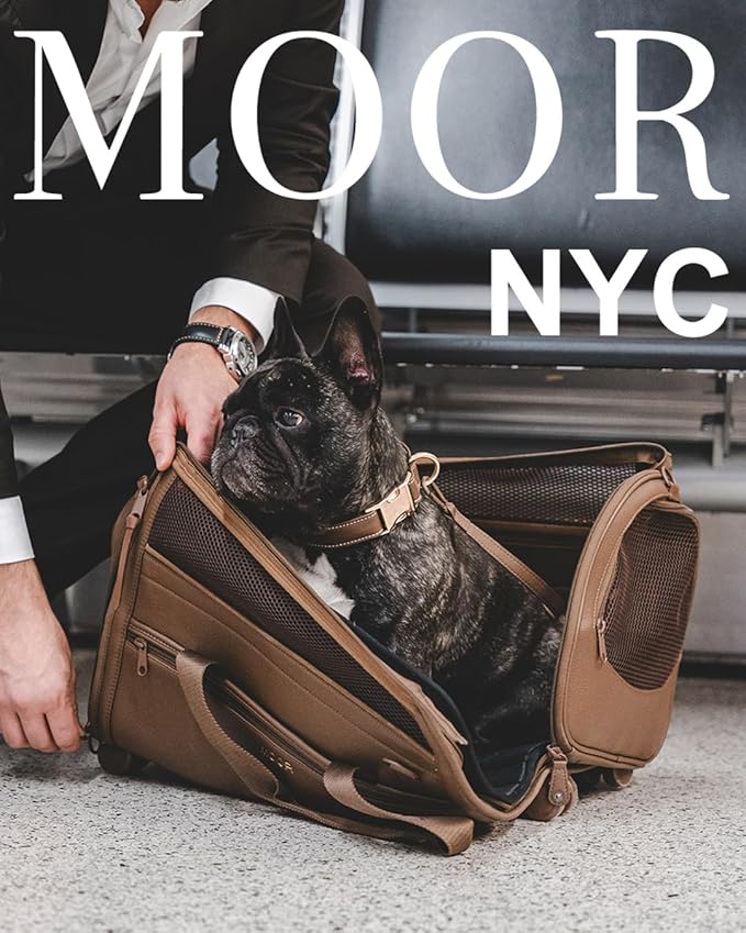 MOOR NYC Luxury Made Travel Bag. A Unique Pet Travel Bag Design for Dogs or Cats. TSA Approved (Cocoa Luxury Travel Bag)