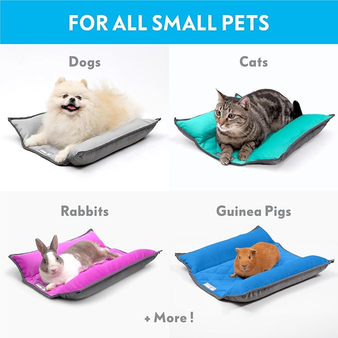 Paw Inspired Snuggle Bunny Bolster Bed for Rabbits, Cats, Dogs, Small Pets, 17x17-Inch Reversible Fleece Flop Bedding with Padded Sides (Gray/Light Gray)