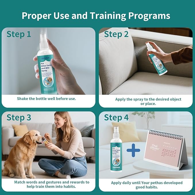 Bitter Apple Spray for Dogs - No Chew Spray for Dogs | Safe, Non-Toxic Chewing Deterrent | Stop Licking, Biting & Destructive Behavior | Training Aid(2 * 200ml)