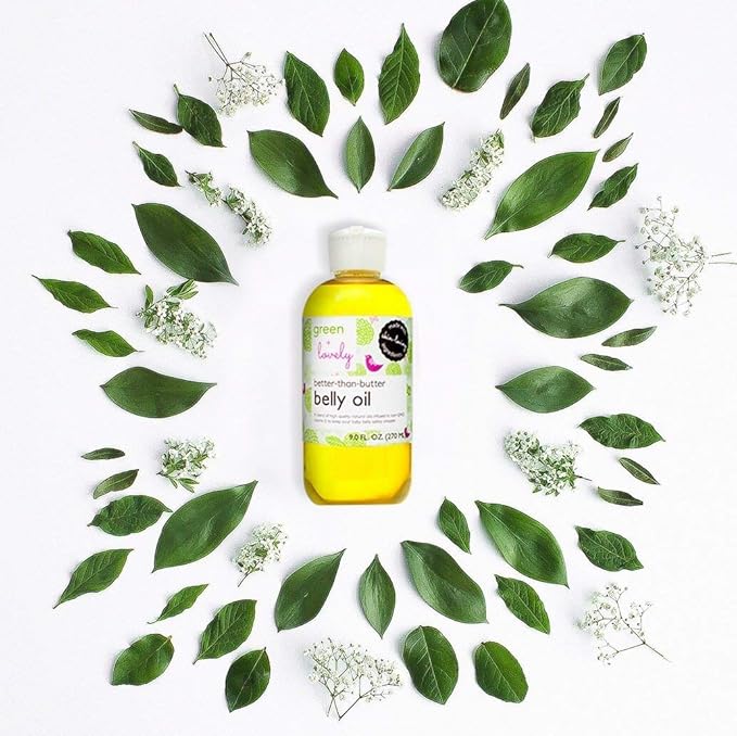 Green + Lovely Better than Butter Belly Oil Pregnancy Stretch Mark Prevention, Stretch Mark Cream, Pregnancy Must Haves, Pregnancy Essential, Enhanced Vitamin E Skin Elasticity, 9 Fl Oz Lavender