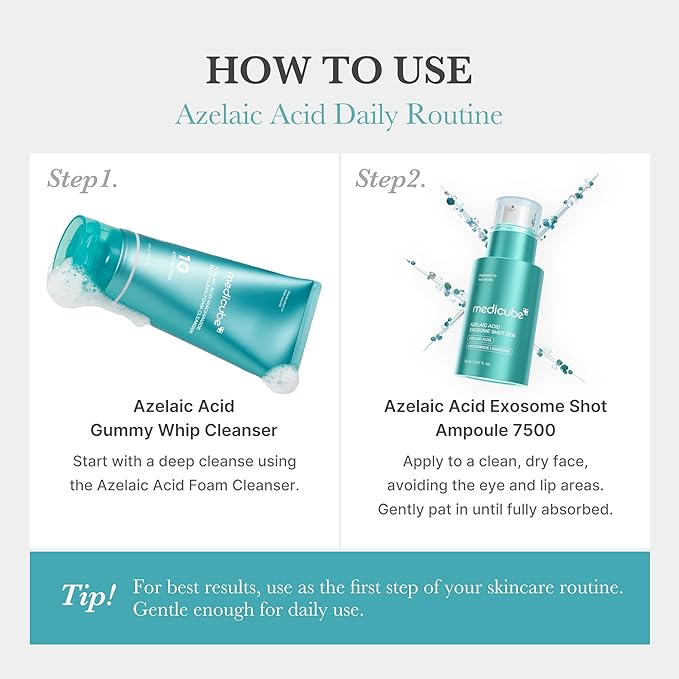 medicube Exosome Shot Azelaic Acid 7,500 PPM Spicule Facial Serum | Deep Hydration for Smooth, Even Skin | Ideal for Use After Spot Care, with Azelaic Acid, Niacinamide | Korean Skincare, 1.01 fl.oz