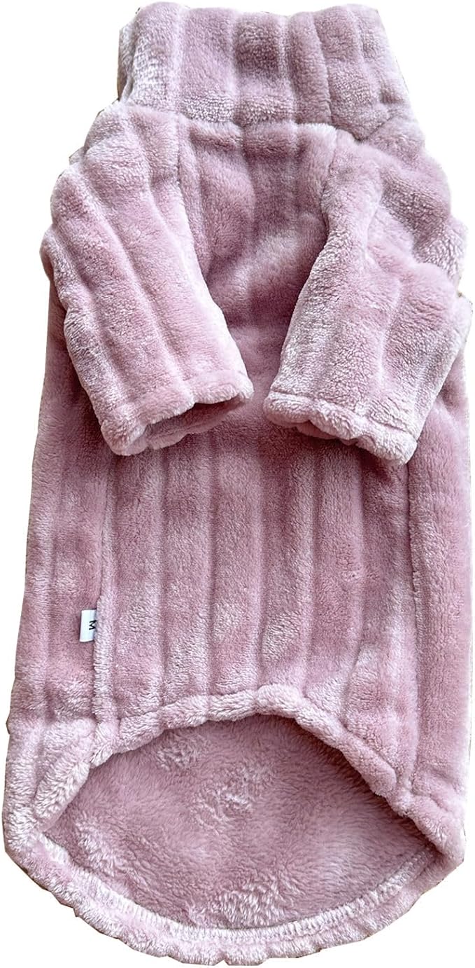 Turtleneck Sweater for Sphynx Cat Soft Coral Fleece Cat Clothes Thick Winter Warm Outfit Coat for Hairless Cats and Small Dogs Apparel with Sleeves (Pink, M (5-7 lbs))