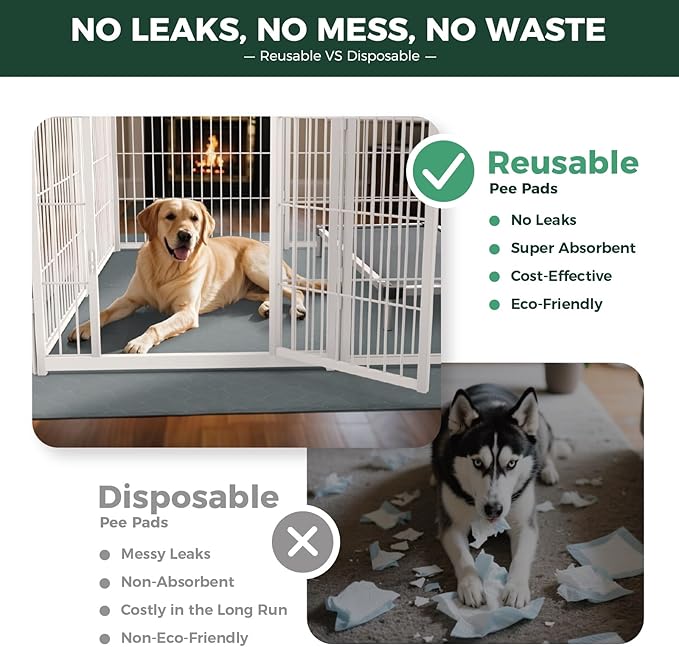 FXW Washable Pee Pads for Dogs, Puppy Pads with Super Absorbent, Specifically Designed for 24inch Cages, 17" x 23" Rectangle, Gray, 4 Packs