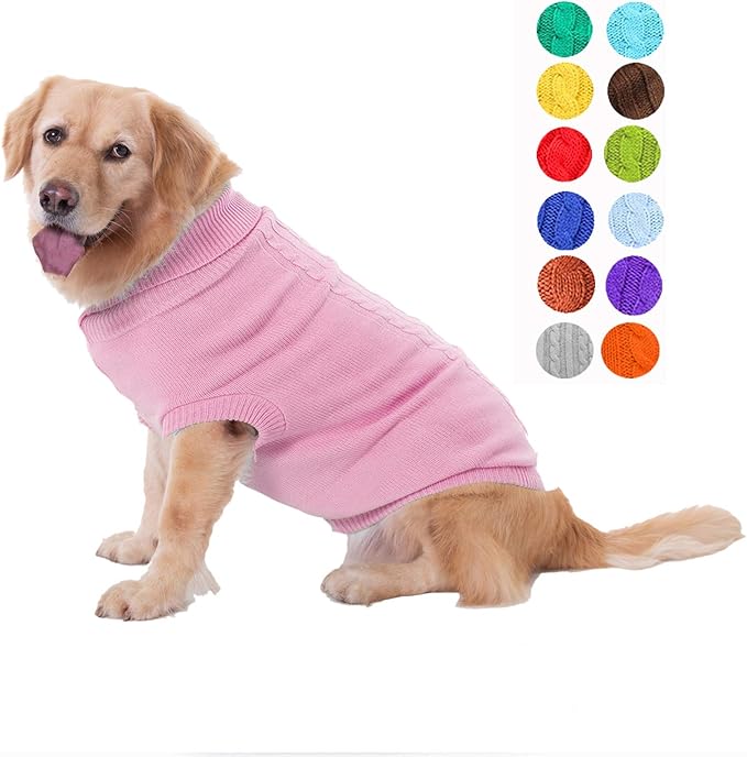 Dog Sweater for Small, Medium, Large Dogs - Warm Winter Classic Turtleneck Pet Clothes Coat for Girls Boys Puppy Cat - Cute Christmas Sweater