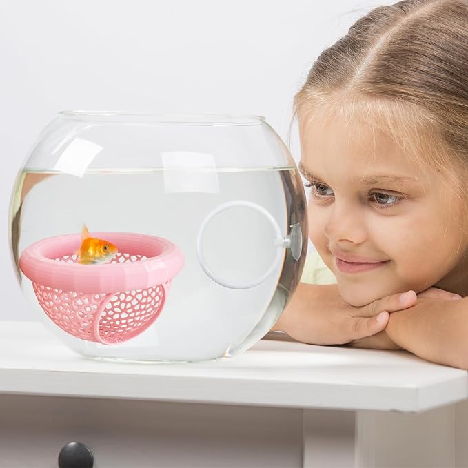 CAIJ Betta Exercise Ring & Floating Hammock Set, Aquarium Betta Fish Training and Feeding Rings, Multi-Functional Floating Resting Bed, Decorative Accessories for Small Fish Tanks Pink