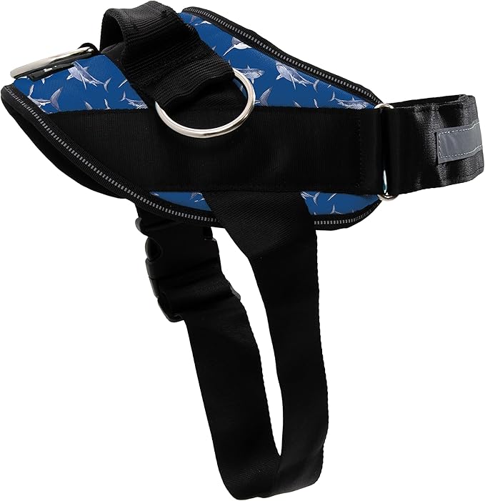 ShawnCo Essential Dog Harness, No-Pull Pet Vest with 3 Leash Clips, No Choke, Reflective, Adjustable and Padded, for Easy Walking and Training for Small, Medium and Large Dogs (White Sharks, XL)
