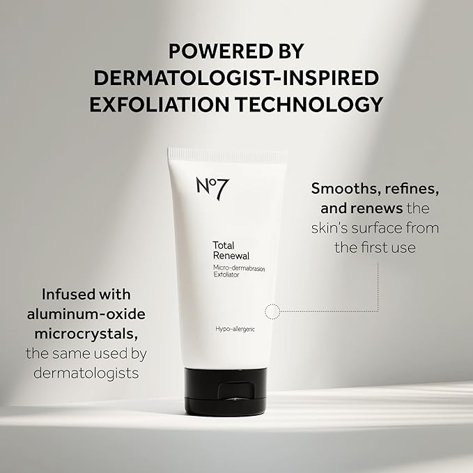 No7 Microdermabrasion Total Renewal Face Scrub - Exfoliating Face Wash & Dark Spot Corrector for Sensitive Skin - Helps to Reduce the Appearance of Fine Lines & Even Skin Tone (2.5 Oz)