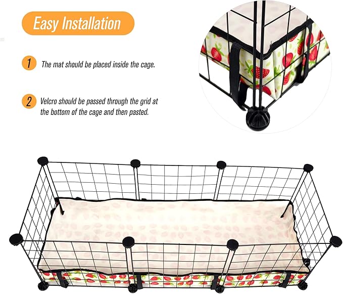 Guinea Pig Cage Liner，Washable Waterproof Oxford Cloth Cage Liners for Small Animals,Hamster Chinchilla Hedgehog Rabbit and Other Small Animals Not Include Cage (12x36 inches)