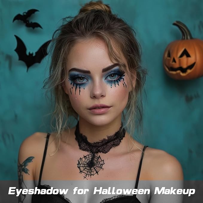 MEICOLY Light Blue Single Eyeshadow with Mirror,Baby Blue Eye Shadow for Halloween Corpse Bride Sally Makeup,Pressed Powder Eyeshadow,Matte Shade Eyelid Color Eye Makeup,High Pigment,Long Wear