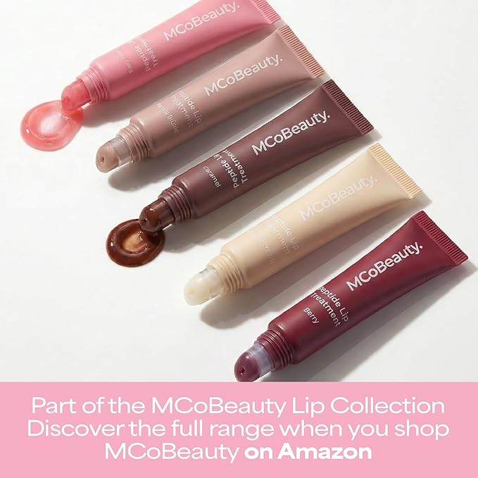 MCoBeauty - Peptide Lip Treatment - Vanilla Brulee - Nude Beige Shade - High Gloss Peptide Lip Balm & Plumper with Shea Butter - Hydrating Conditioning Lip Glaze for Soft Smooth Lips - Cruelty Free