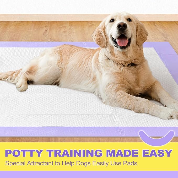 MIZOK Dog Pee Pads 30x36in, Pee Pads for Dogs XL Lavender Scented Odor Eliminating Super Absorbent Up to 10 Cups with 6-Layer Leak-Proof Quick-Dry Purple (40 Counts)