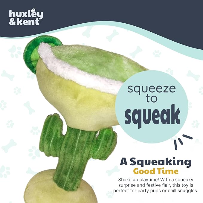 Huxley & Kent Funny Dog Toy w/Squeaker – Power Plush Squeaky Dog Toys for Small, Medium & Large Dogs – Soft Stuffed Animal for Indoor Play & Fetch - Margarita Loco, Large