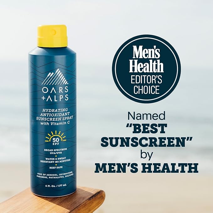 Oars + Alps SPF 50 Face & Body Broad Spectrum Sunscreen Spray | Fast-Absorbing, Lightweight, Non-Greasy, Hawaii Reef Act 104 Compliant, Water-Resistant, Octinoxate + Oxybenzone Free, 6 Oz, 2 Pack