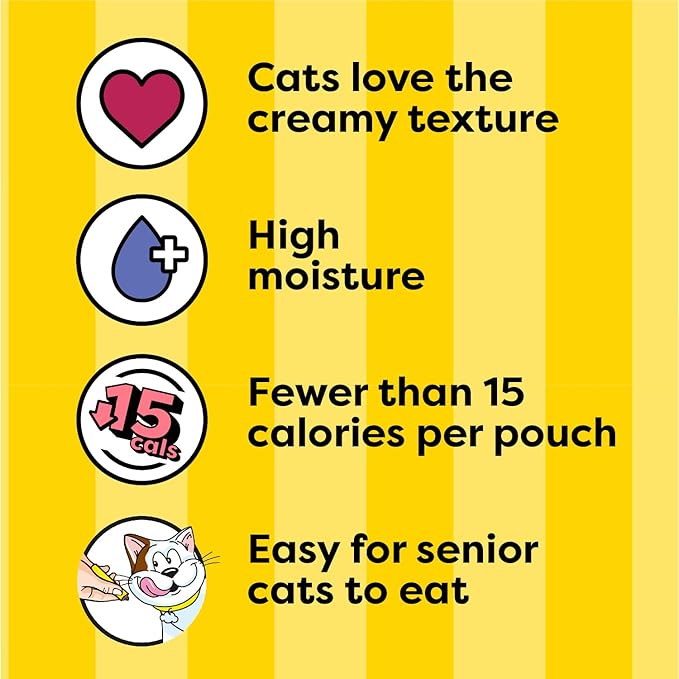 Temptations Creamy Puree Squeezable Lickable Wet Cat Treat Variety Pack, 0.42 oz. Tubes, 24 Count